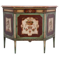 French Style Marble-Top Hand-Painted Commode, 1920
