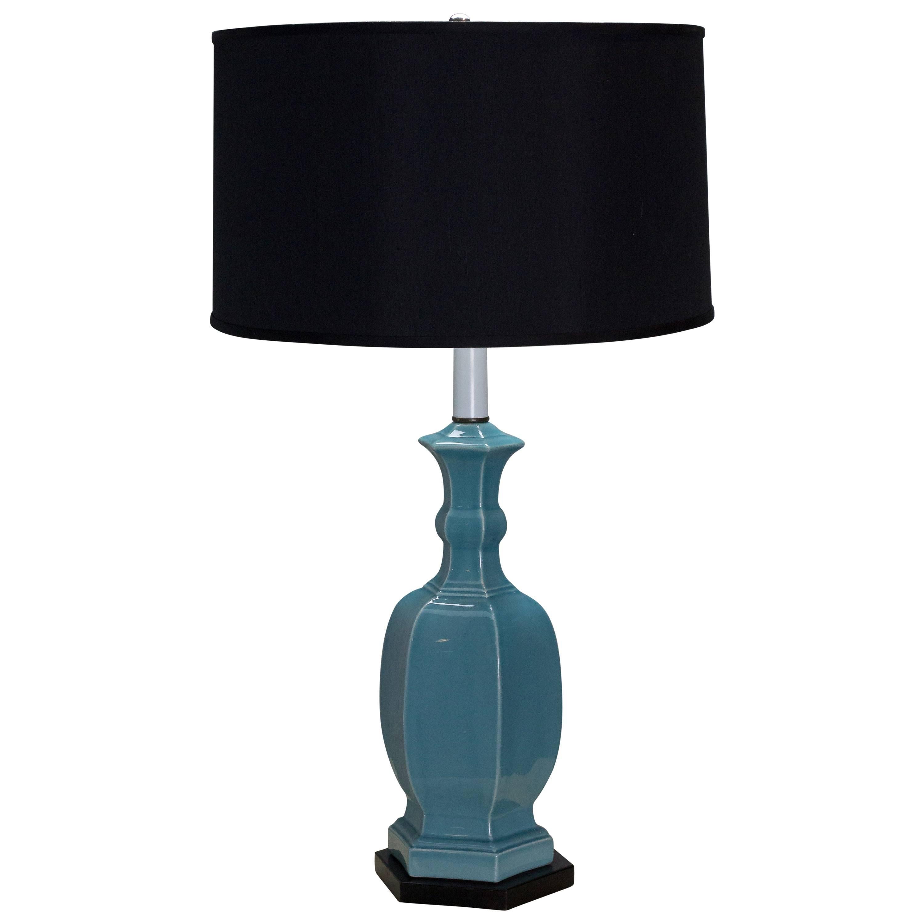 1950s Turquoise Blue Chinese Modern Table Lamp