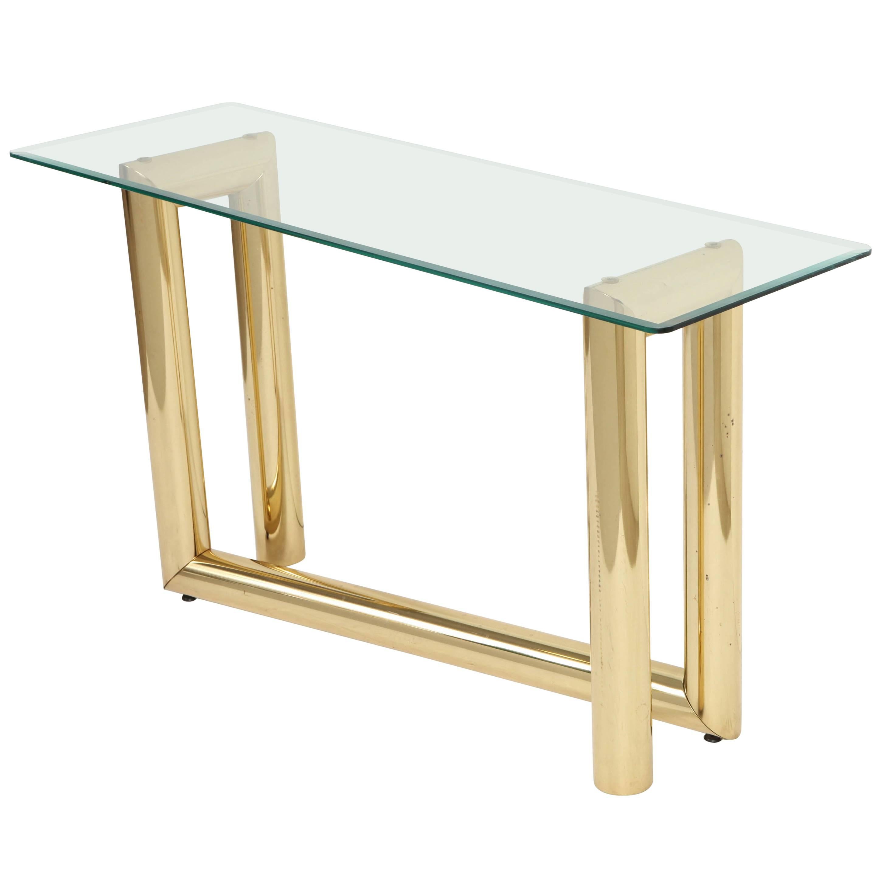 1970s Z Brass & Glass Console Table