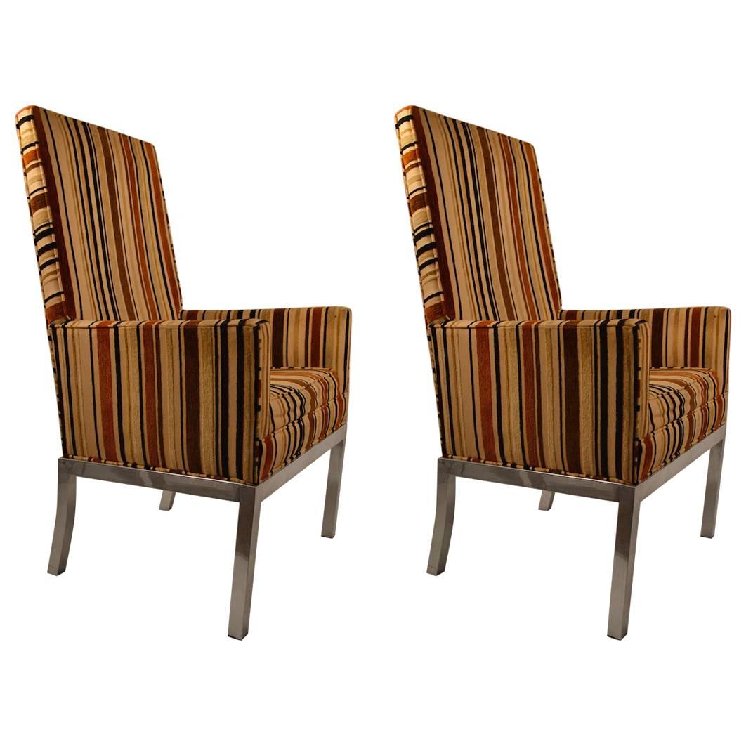 Pair of High Back Aluminum Base Chairs
