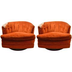 Retro Pair of Milo Swivel Tub Chairs, Need Reupholstery