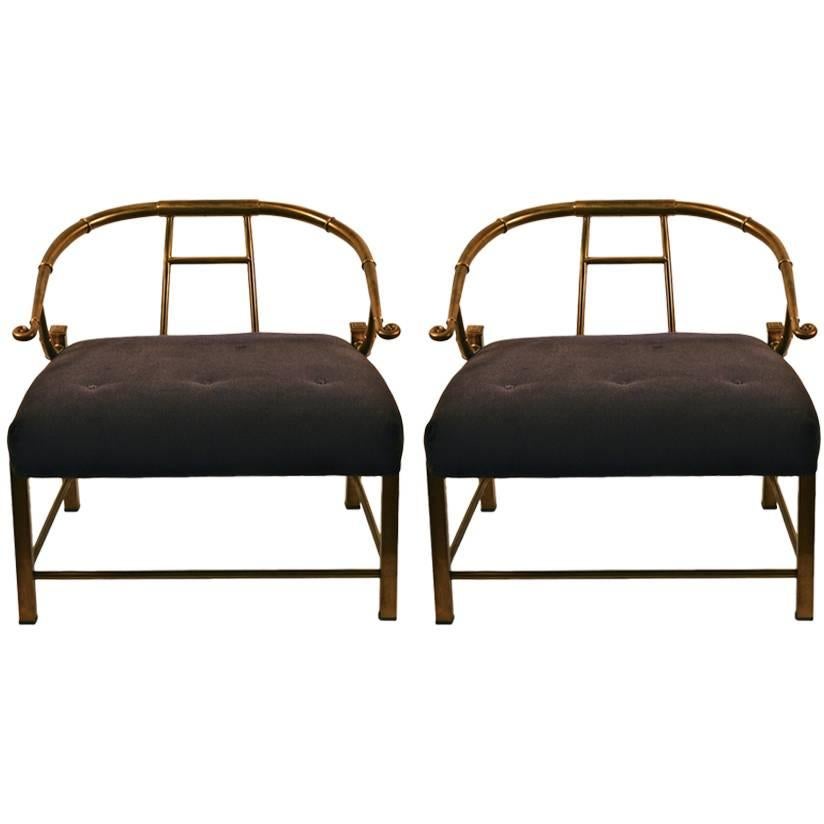 Pair of Brass Lounge Chairs by Weiman, Mastercraft