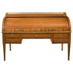 French Rosewood Cylinder Bureau with Gilded Bronze, Louis XVI Period 11