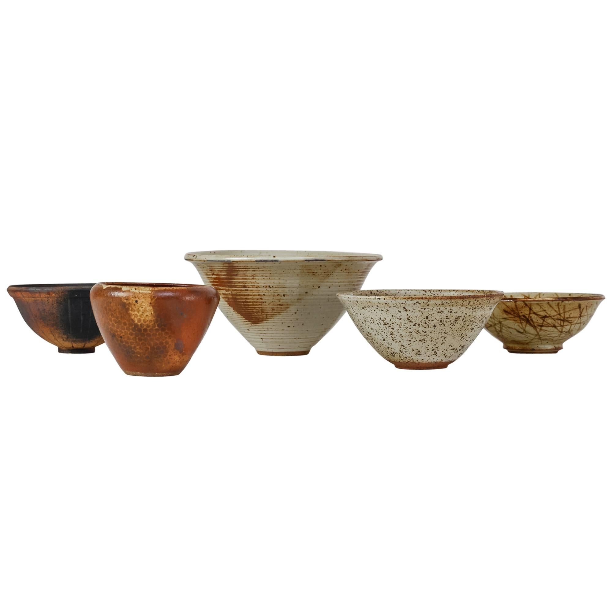 Franco Agnese Set of Five Ceramic Bowls, France, 1960s
