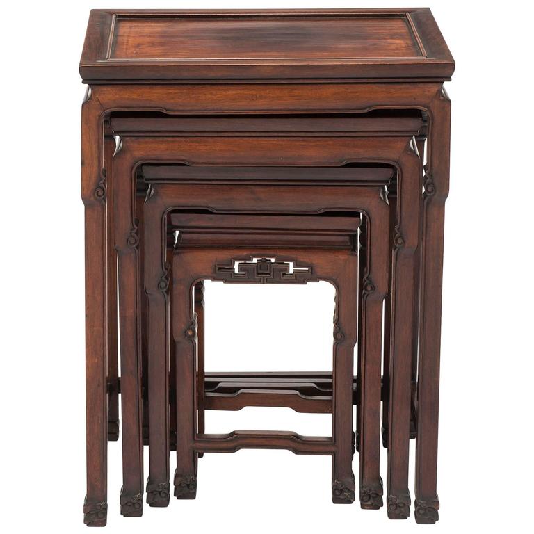 Rosewood Chinese Nesting Tables, Set of Four at 1stdibs