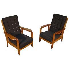 Guillerme et Chambron Pair of 1950s Armchairs