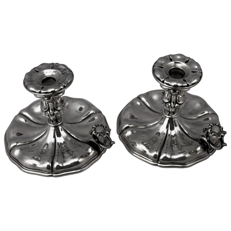 Silver Italian Pair of Candlesticks, Made circa 1875-1880  For Sale