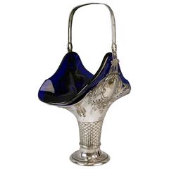 Silver Huge Basket with Handle, Vienna, circa 1900