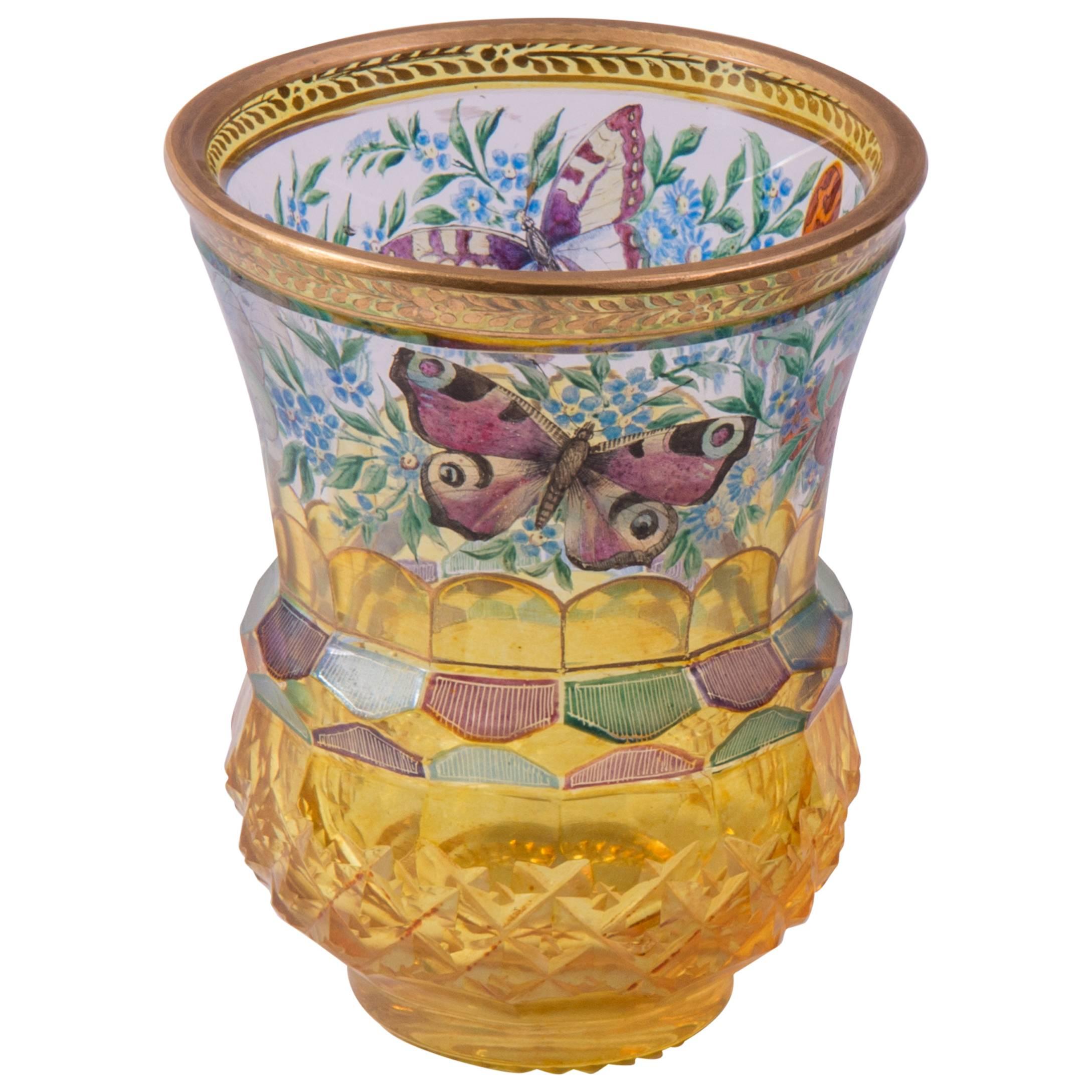 Glass Beaker with Butterflies, North Bohemia, circa 1830-1840