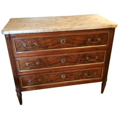 Antique Louis XVI Figured Walnut Commode