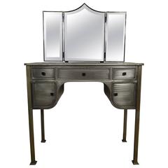 Midcentury Industrial Style Vanity Desk and Bench by United