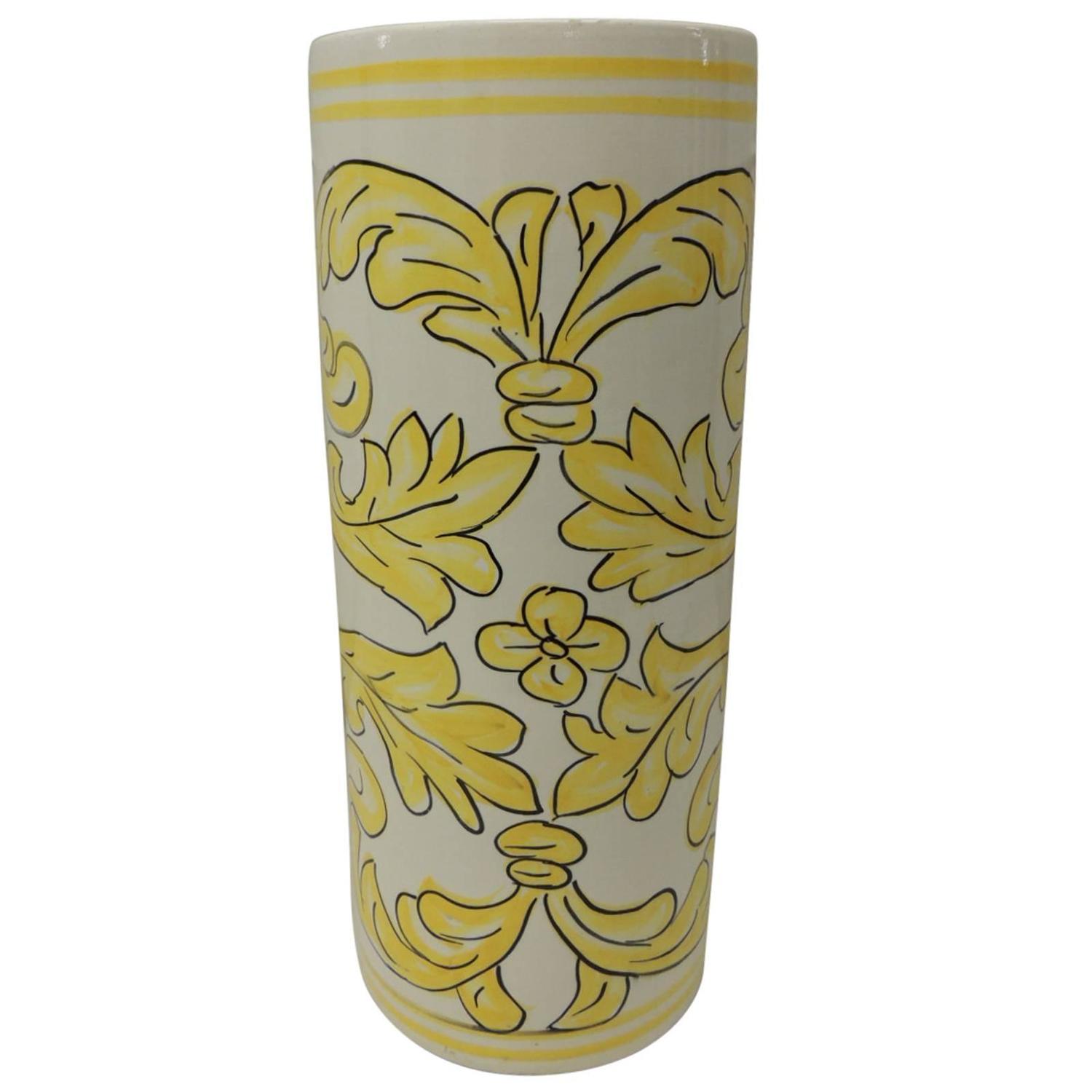 Vintage HandPainted Ceramic Umbrella Stand at 1stdibs