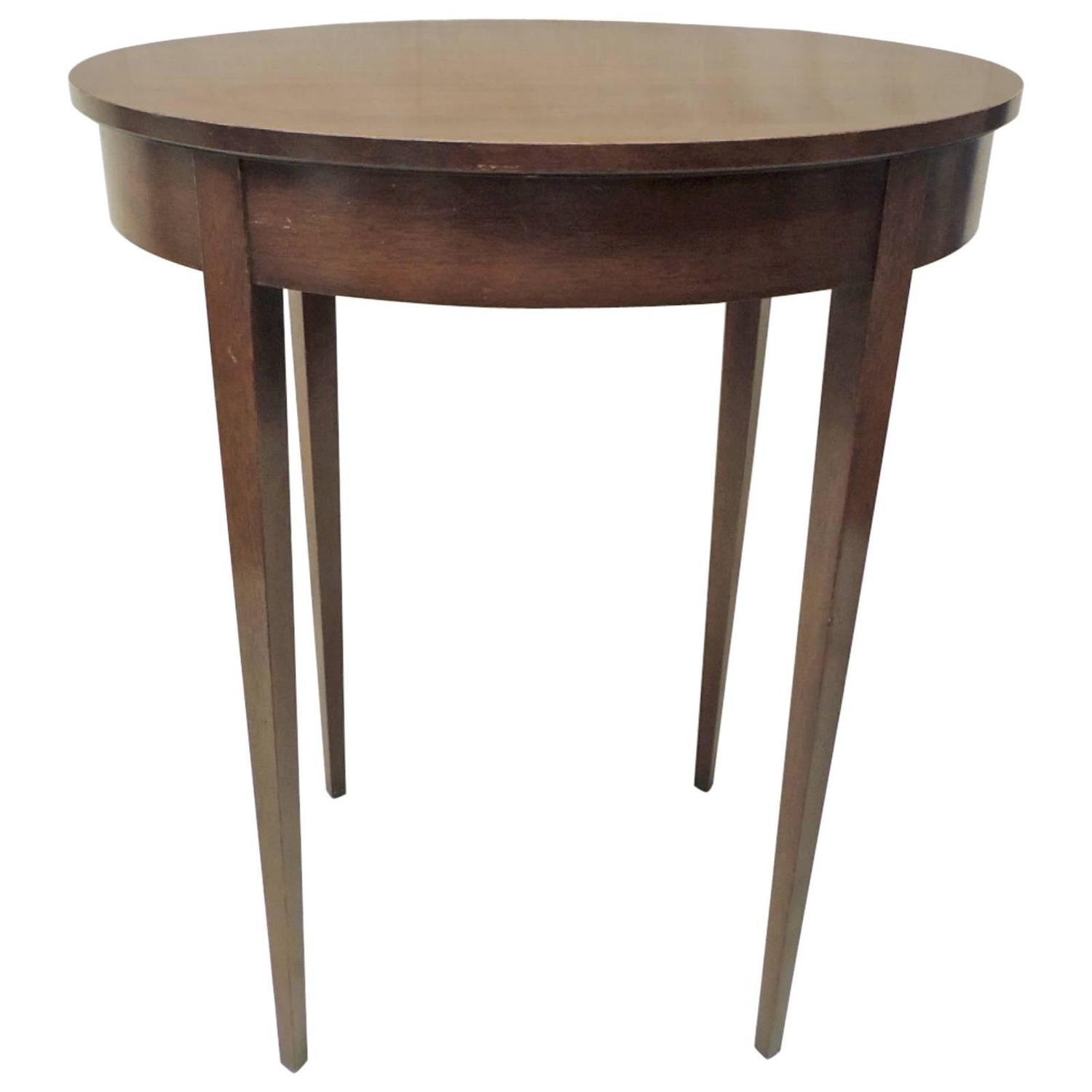 Vintage Oval Wood Side Table with Square Tapered Legs For Sale at 1stdibs