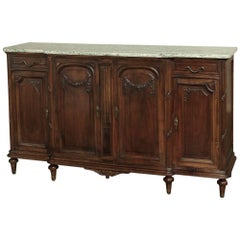 19th Century French Neoclassical Marble-Top Walnut Buffet