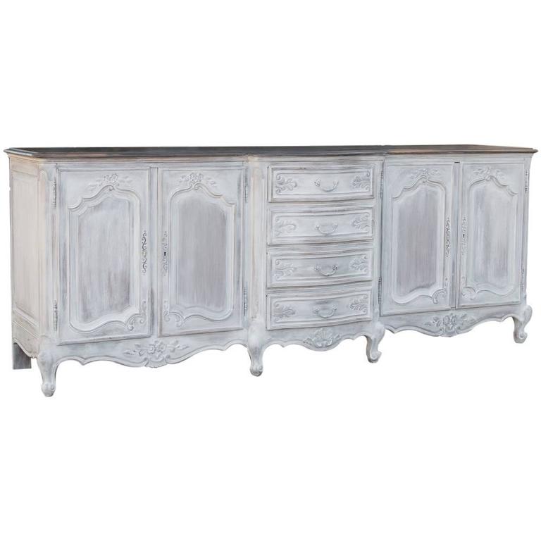 Grand Country French Painted Carved Oak Buffet at 1stdibs