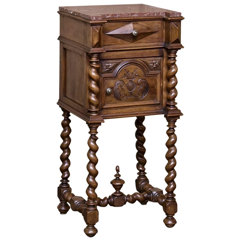 19th Century Barley Twist Marble-Top Nightstand