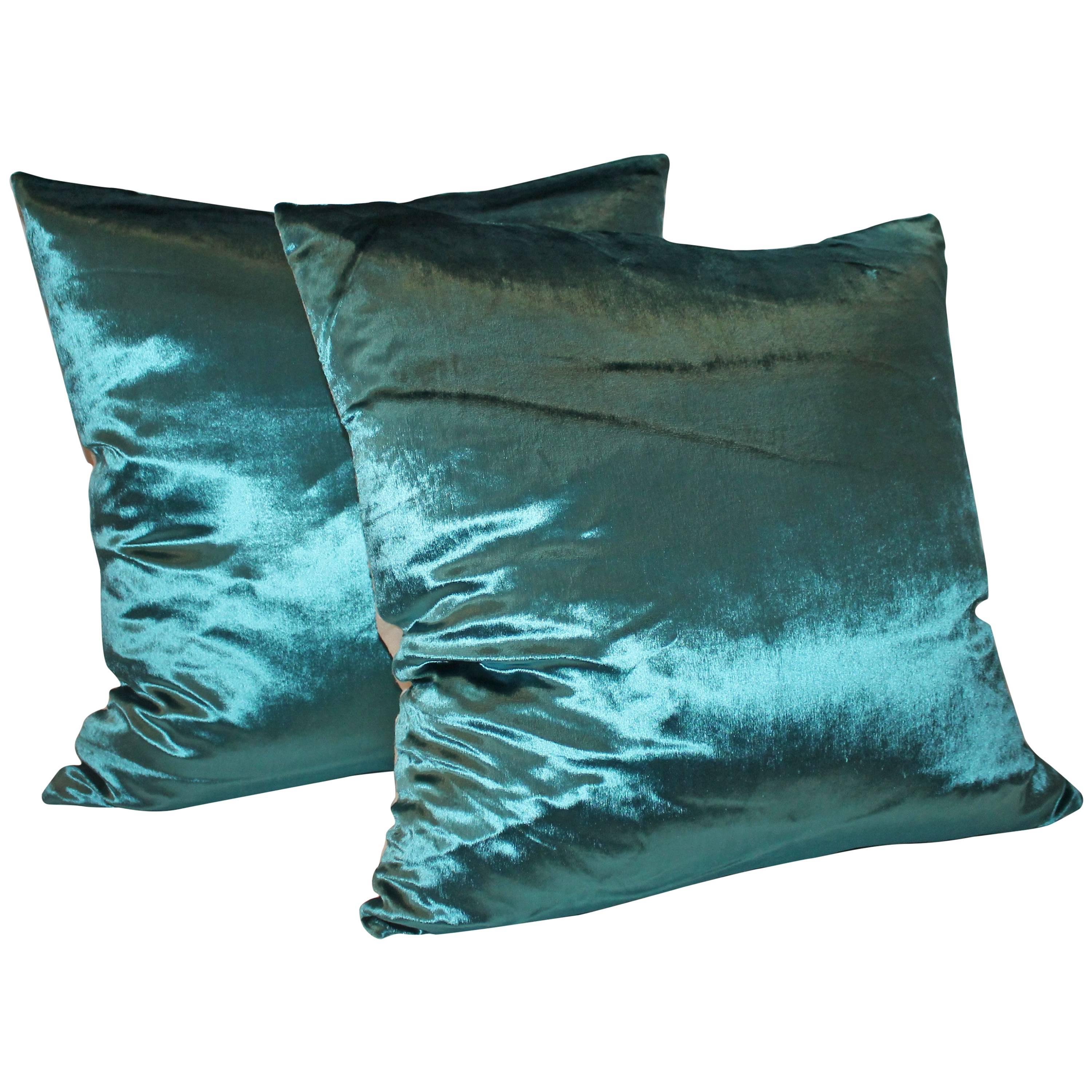 Sexy and Silky Aquamarine Silk Velvet Pillows