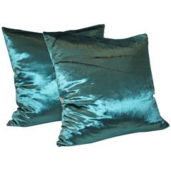 Sexy and Silky Aquamarine Silk Velvet Pillows 6