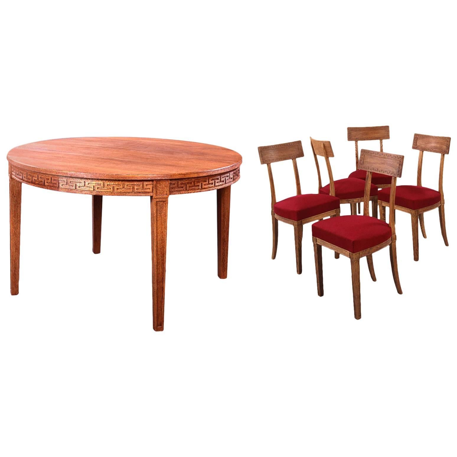 J.M. Frank et A. Chanaux, Dining Room Set of Round Table and 10 Chairs, c.1936 For Sale