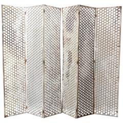 Vintage   Six Paneled Metal Industrial Room Screen