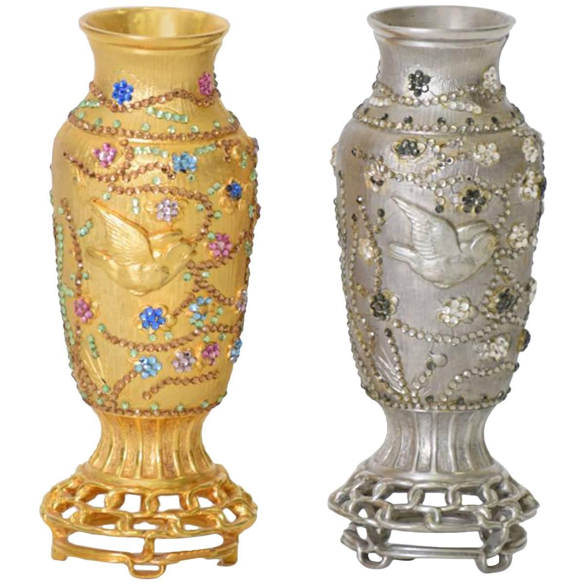 Rare Judith Leiber Asian Holiday Jeweled Vases