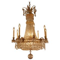 Fabulous French Crystal and Bronze Chandelier by Lerolle et Cie