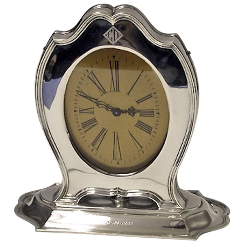 American Art Deco Sterling Clock, Reed & Barton, circa 1920