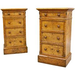 Pair of Burl Elm Bedside Chests in the Manner of Gillows