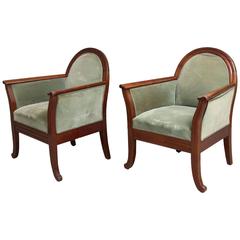 Pair of Swedish Mahogany Art Deco Club Chairs 8