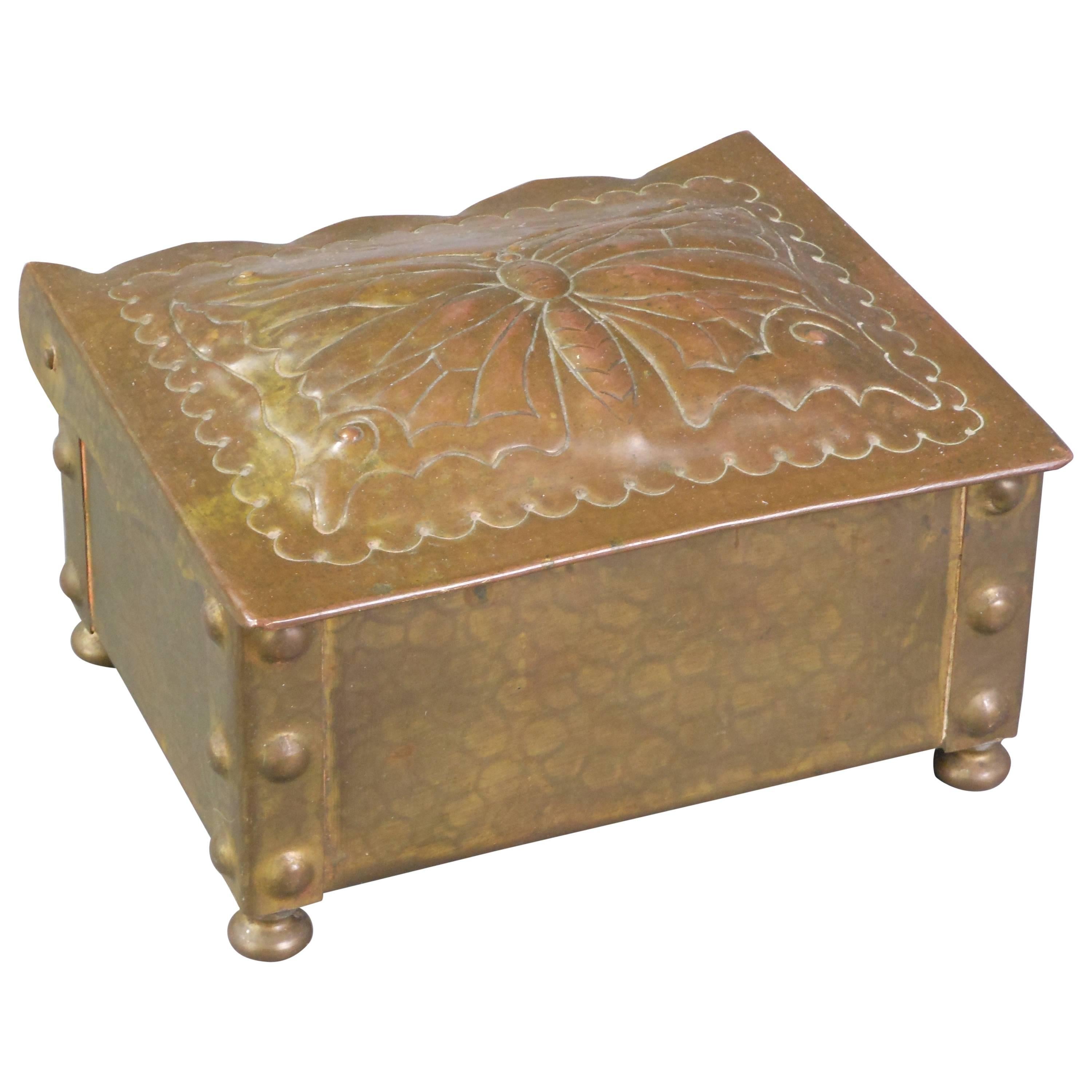 Swiss Art Nouveau Brass Box For Sale