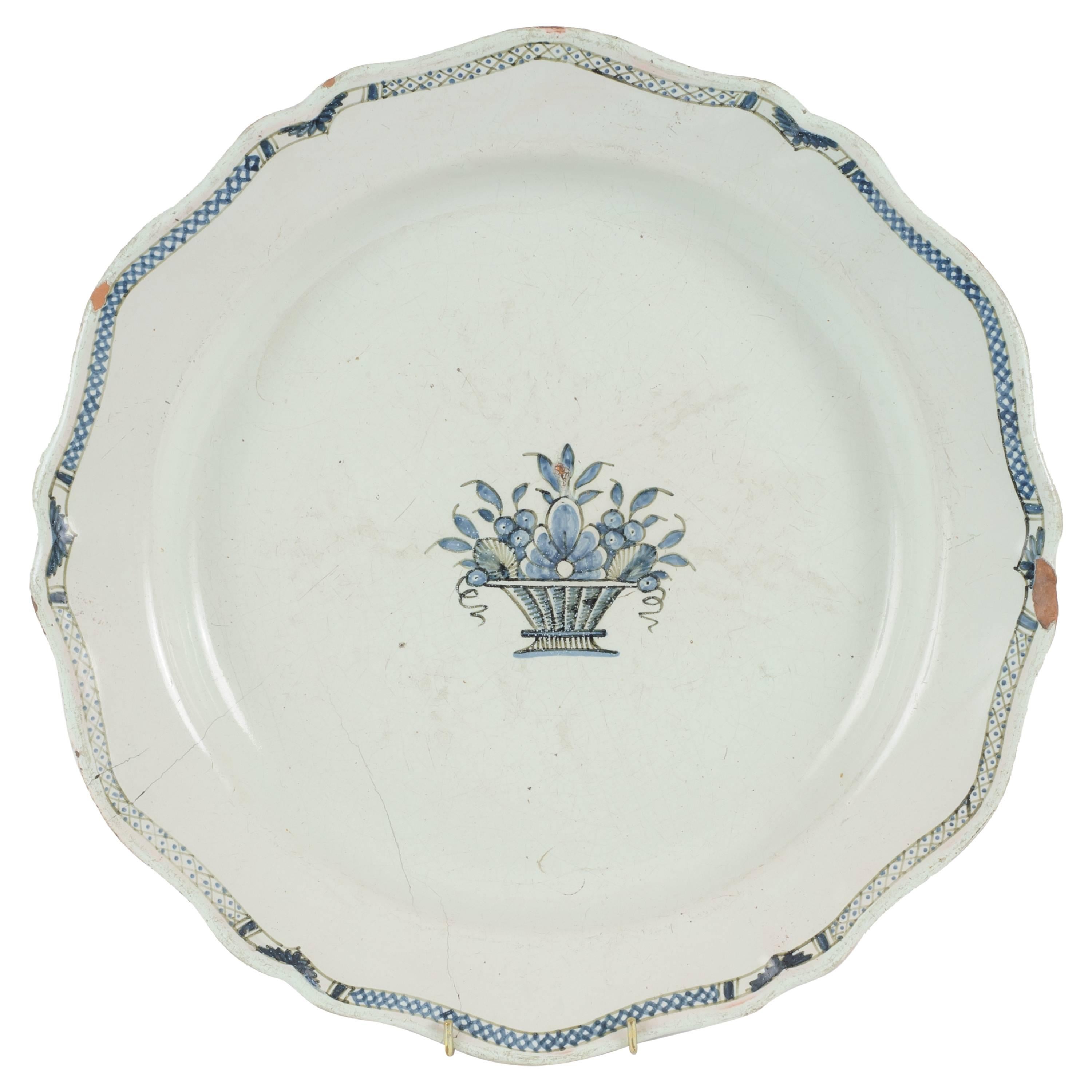 1880 Blue and White Faience Charger