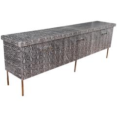 Embossed Leather Faux Snake Skin Credenza