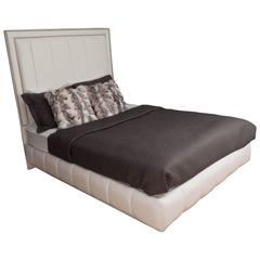 White Faux Leather Channel Back Bed 10