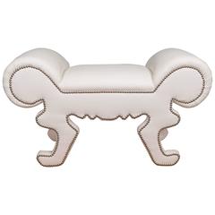 Whimsical Bench in White Faux Leather 9