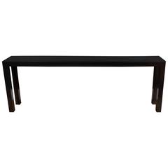 Black Lacquer Sofa Table with Black Glass Top