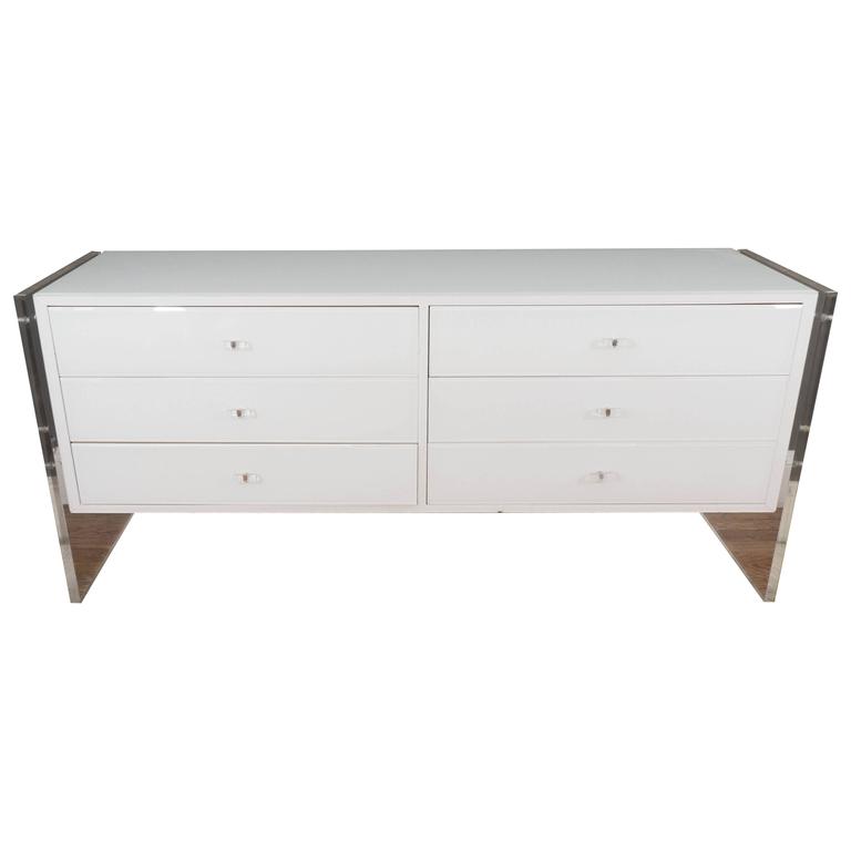 Snake Skin Dresser with Lucite Side Panels For Sale at 1stdibs