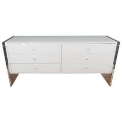 Vintage Lucite Side Panel Six-Drawer Reverse Painted Glass Dresser 11