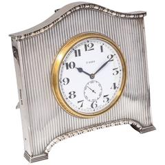 Art Deco Sterling Silver Footed Table Clock