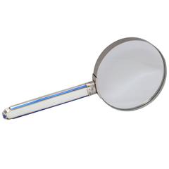 Art Deco Sterling Silver and Guilloche Enamel-Mounted Magnifying Glass