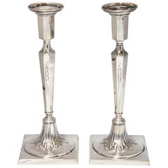 Pair of Sterling Silver Adams-Style Candlesticks 11