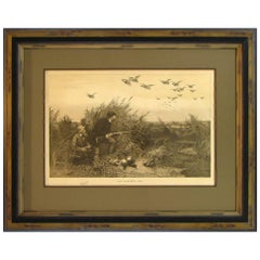 "Hunter's Joy" by Charles Whymper, Antique First Edition Engraving, circa 1885