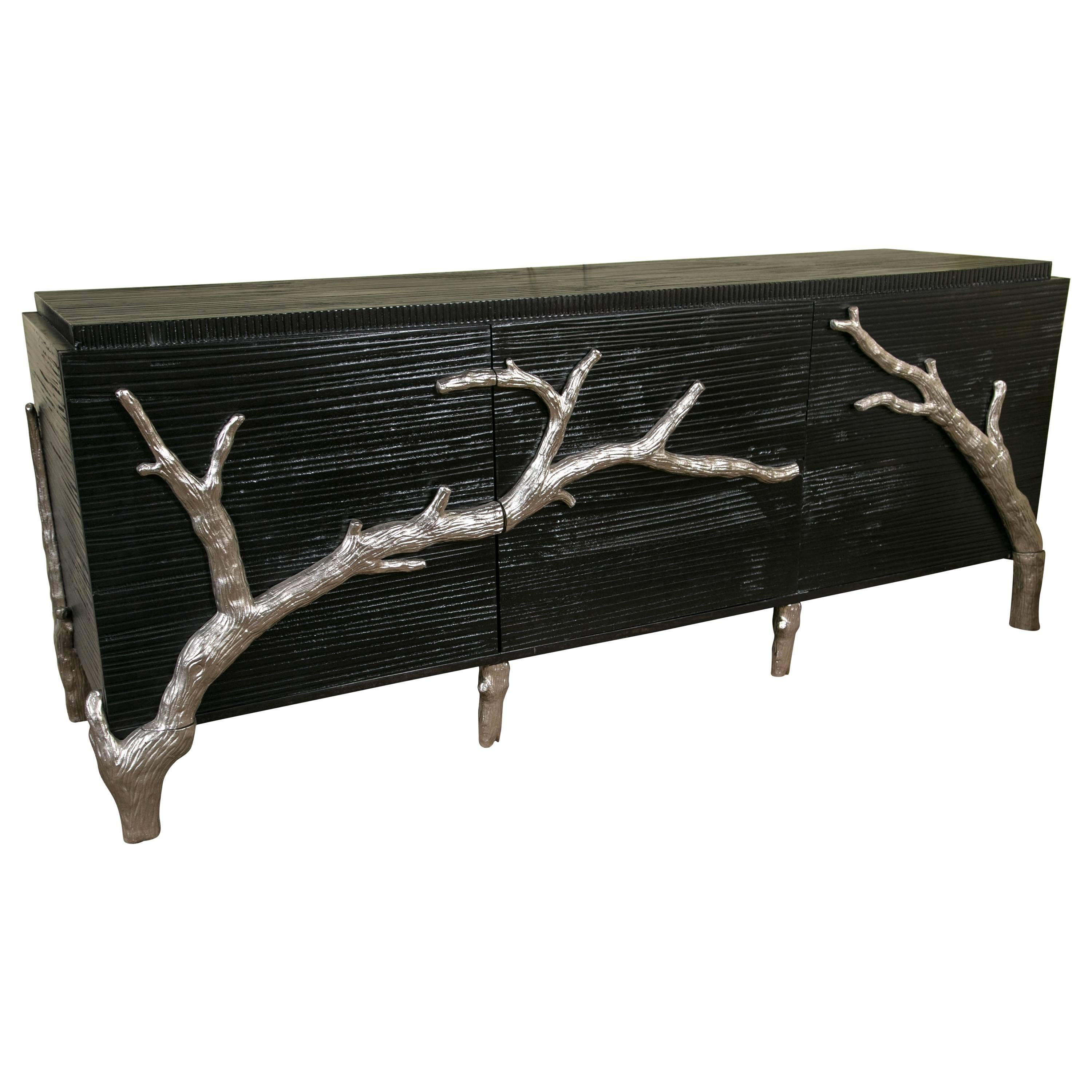 Ebonized Sideboard with Silver Gilt Metal Drawer Pulls