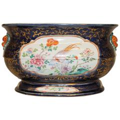 A Chinese porcelain famille rose jardinière or fish bowl, 18th century