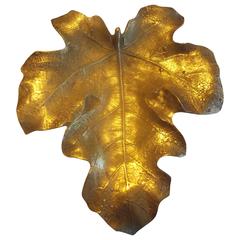 Sculpture de plateau à feuilles en bronze doré Virginia Metalcrafters:: 1948