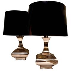 Pair of Steel Table Lamps by Maria Pergay
