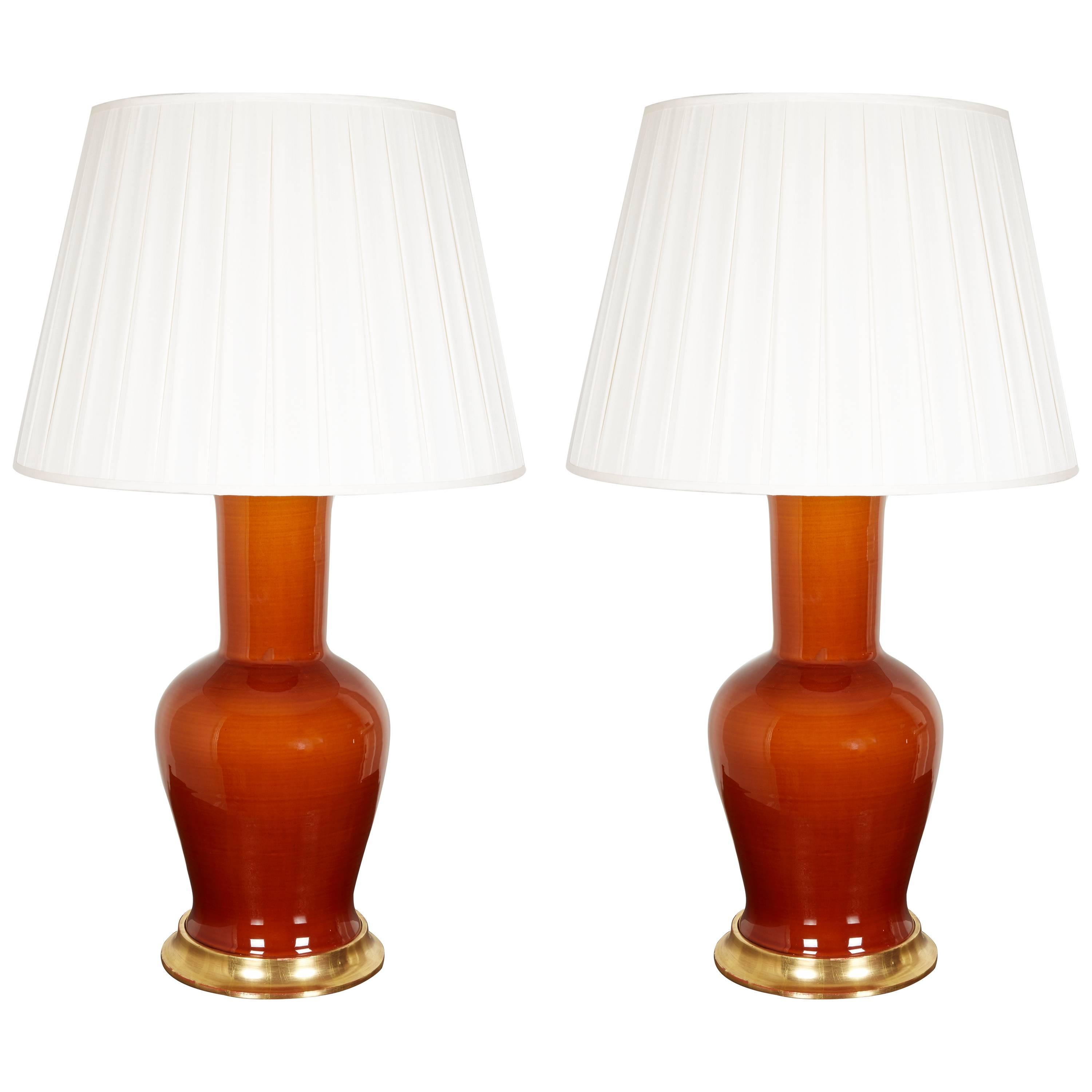 Pair of Christopher Spitzmiller "Garniture" Lamps in Amber