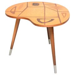 Palette Shaped Three-Legged Inlay Table, Sweden, 1940s-1950s