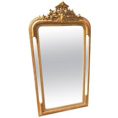  Louis Philippe Style Giltwood Mirror with Shell Crest 