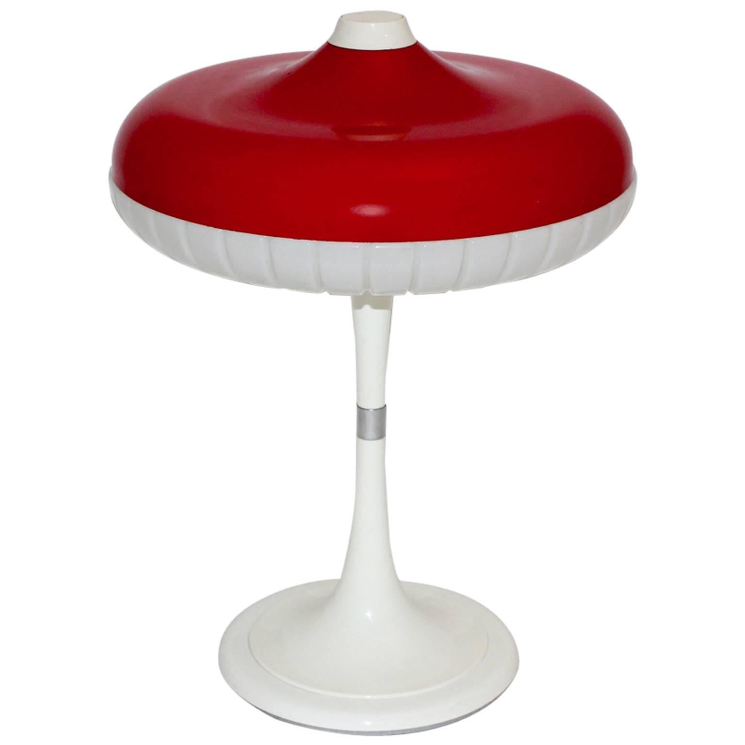 Space Age Red Vintage Mushroom Table Lamp Siform by Siemens Germany, 1960s