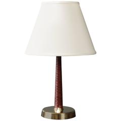 Hans Bergström Leather-Wrapped Table Lamp for Ateljé Lyktan